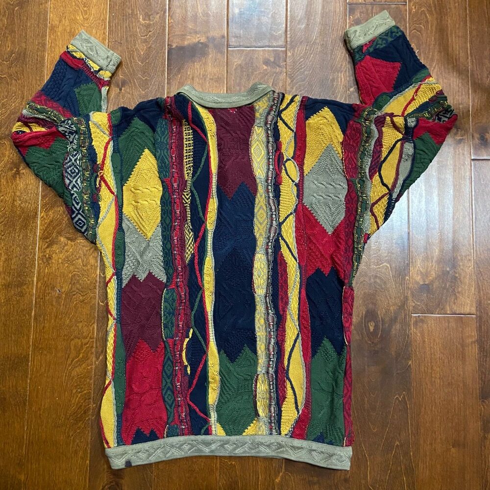 Coogi Australia Vintage Y2K 3D Knit Multicolored Polo Sweater Men's Size Medium - Picture 5 of 9